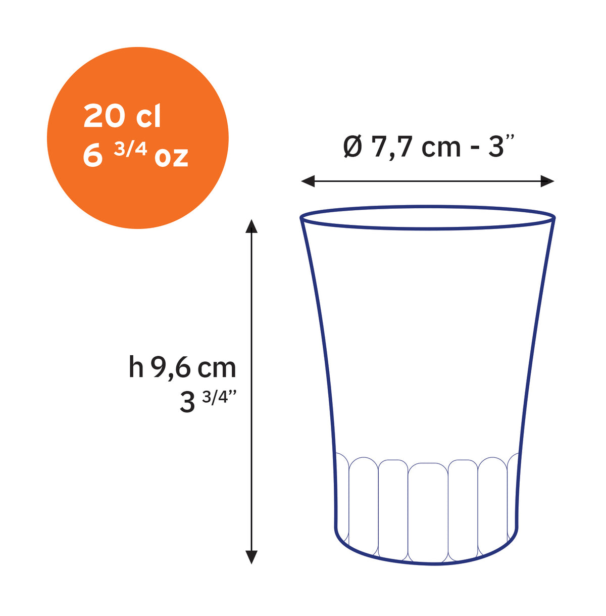 AMALFI - Tasse en verre transparent 20 cl (Lot de 4)