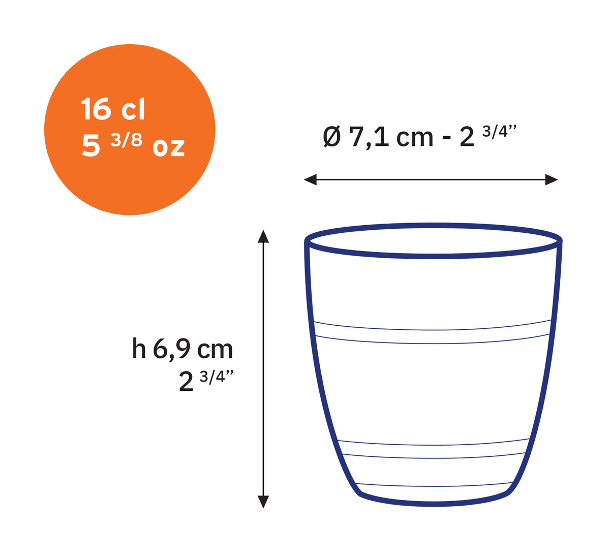 Le Gigogne - Transparant glas 16 cl (set van 6)