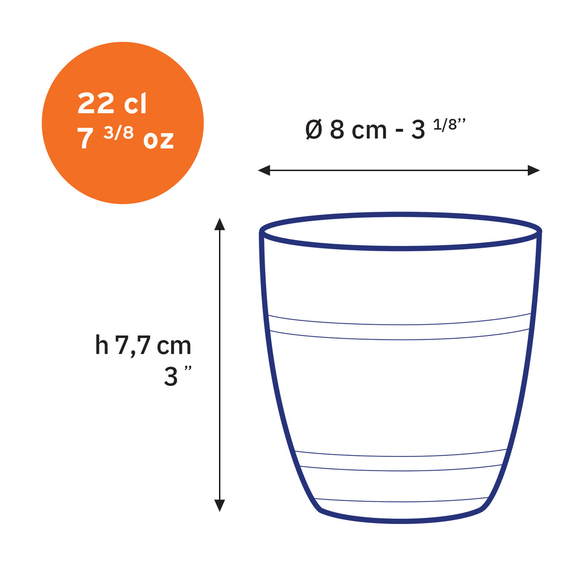 Le Gigogne – Transparentes Glas 22 cl (6er-Set)