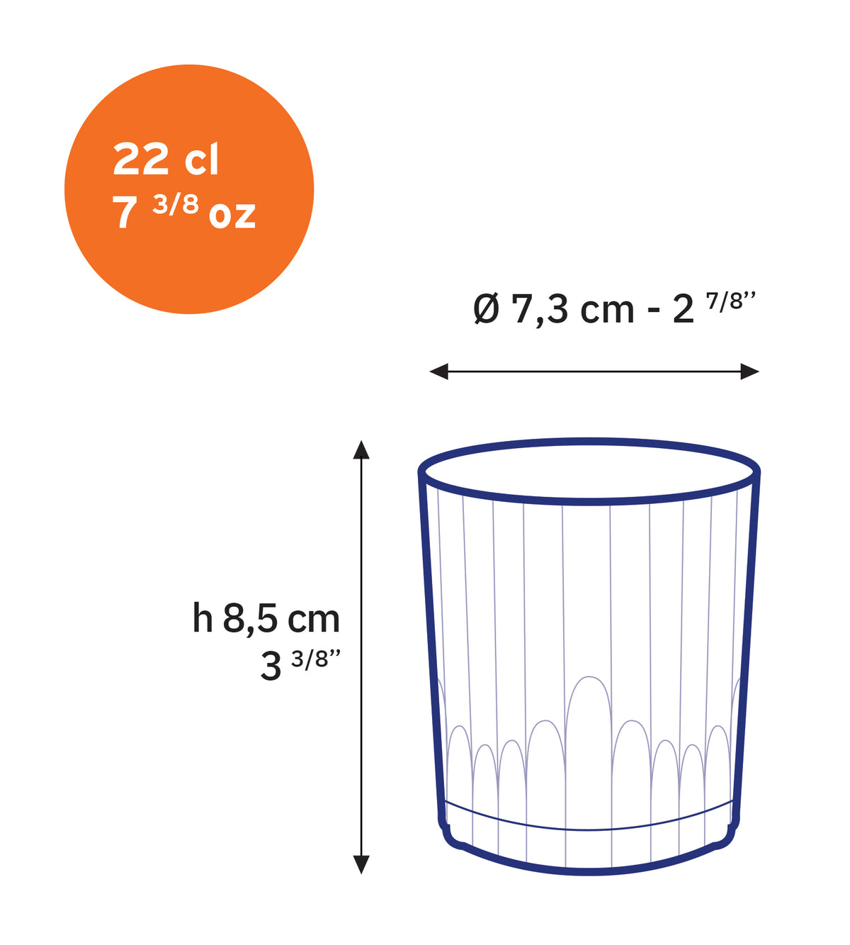MANHATTAN - Vaso Transparente 22cl (Juego de 6)