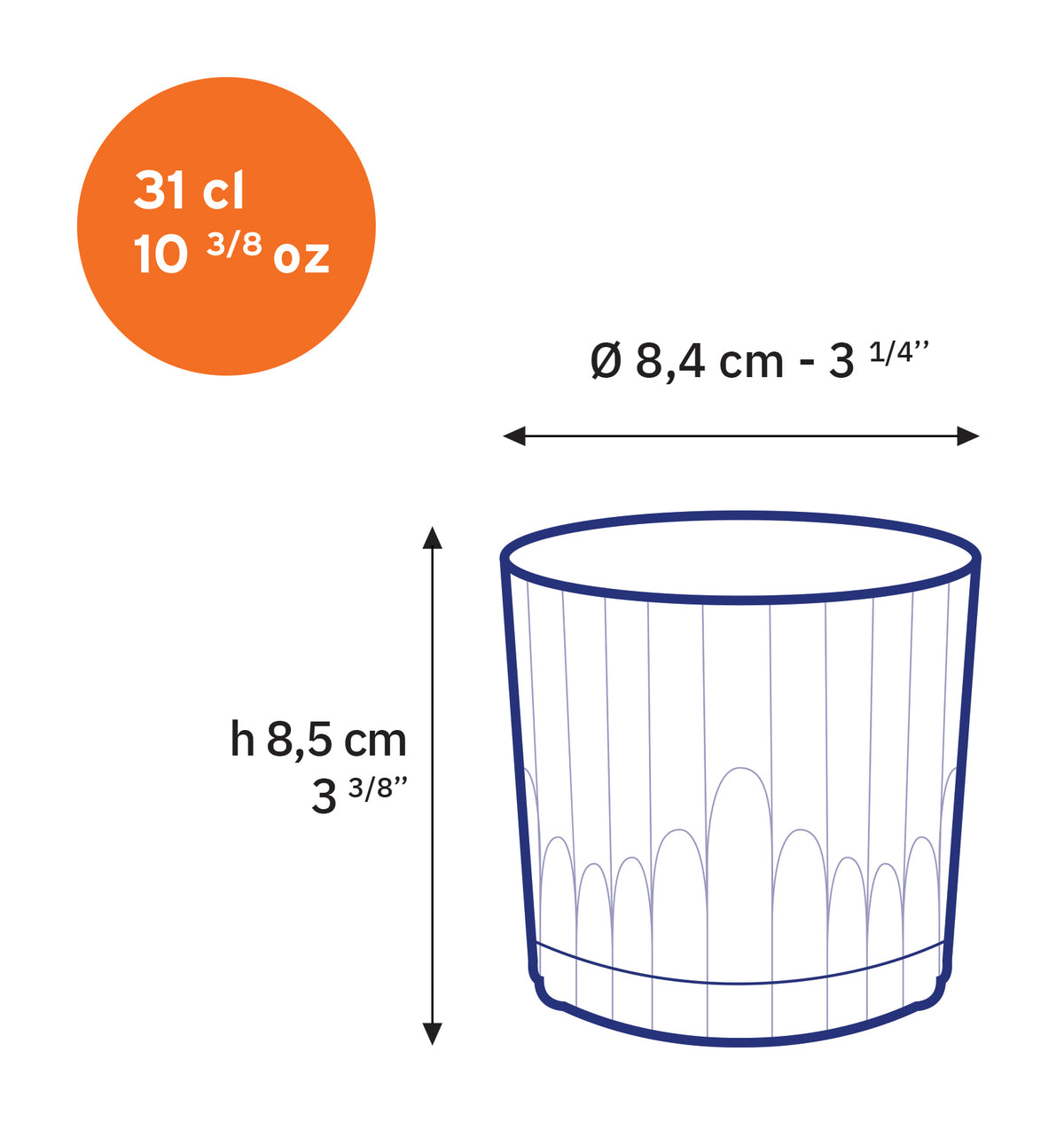 MANHATTAN - Vaso Transparente 31cl (Set de 6)