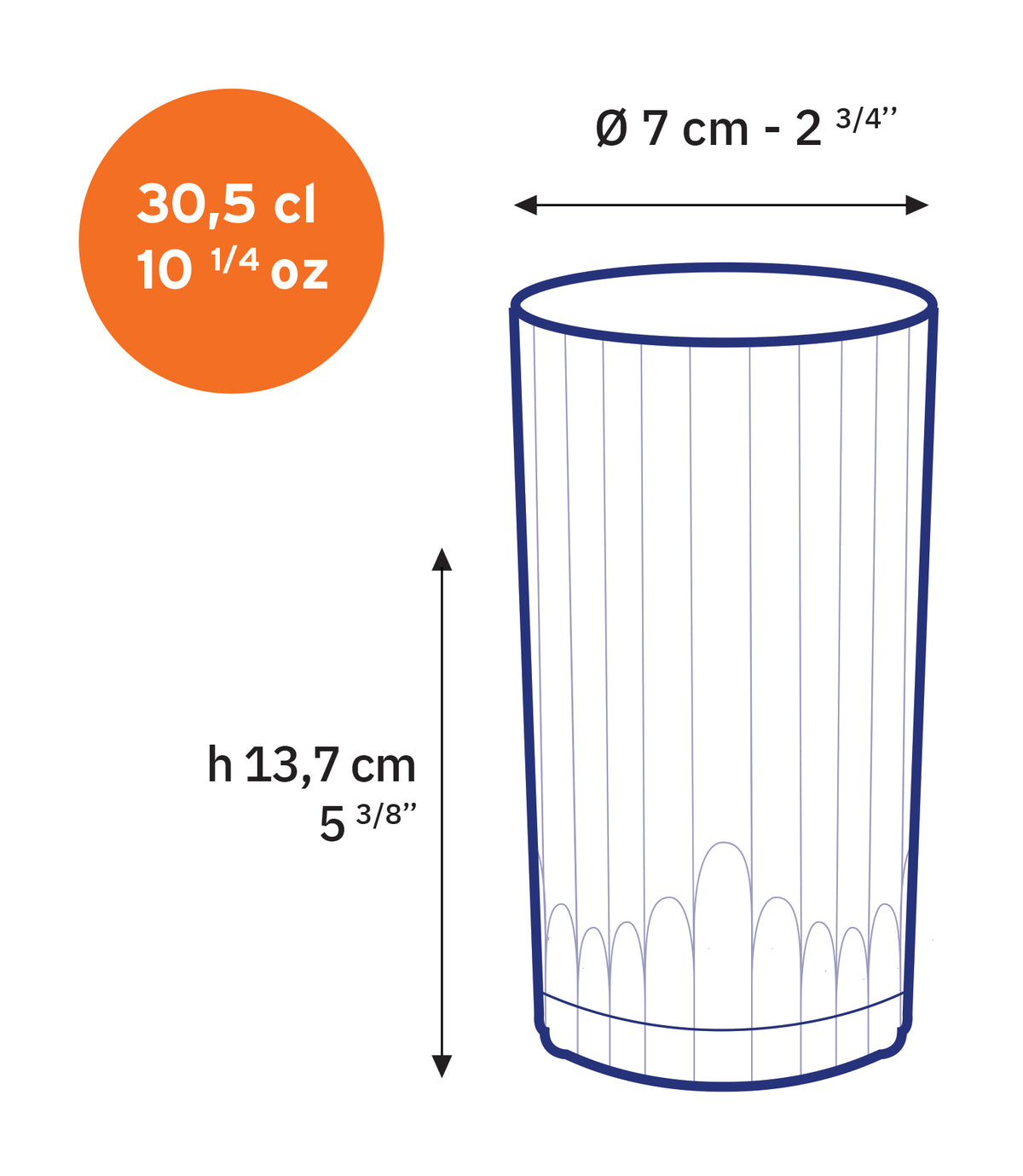 Manhattan - Verre à cocktail haut transparent 30,5 cl -  (Lot de 6)