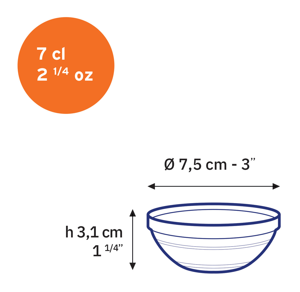 Le Gigogne – Empilable Schale aus transparentem Glas, 7 cl – 7,5 cm (4er-Set)
