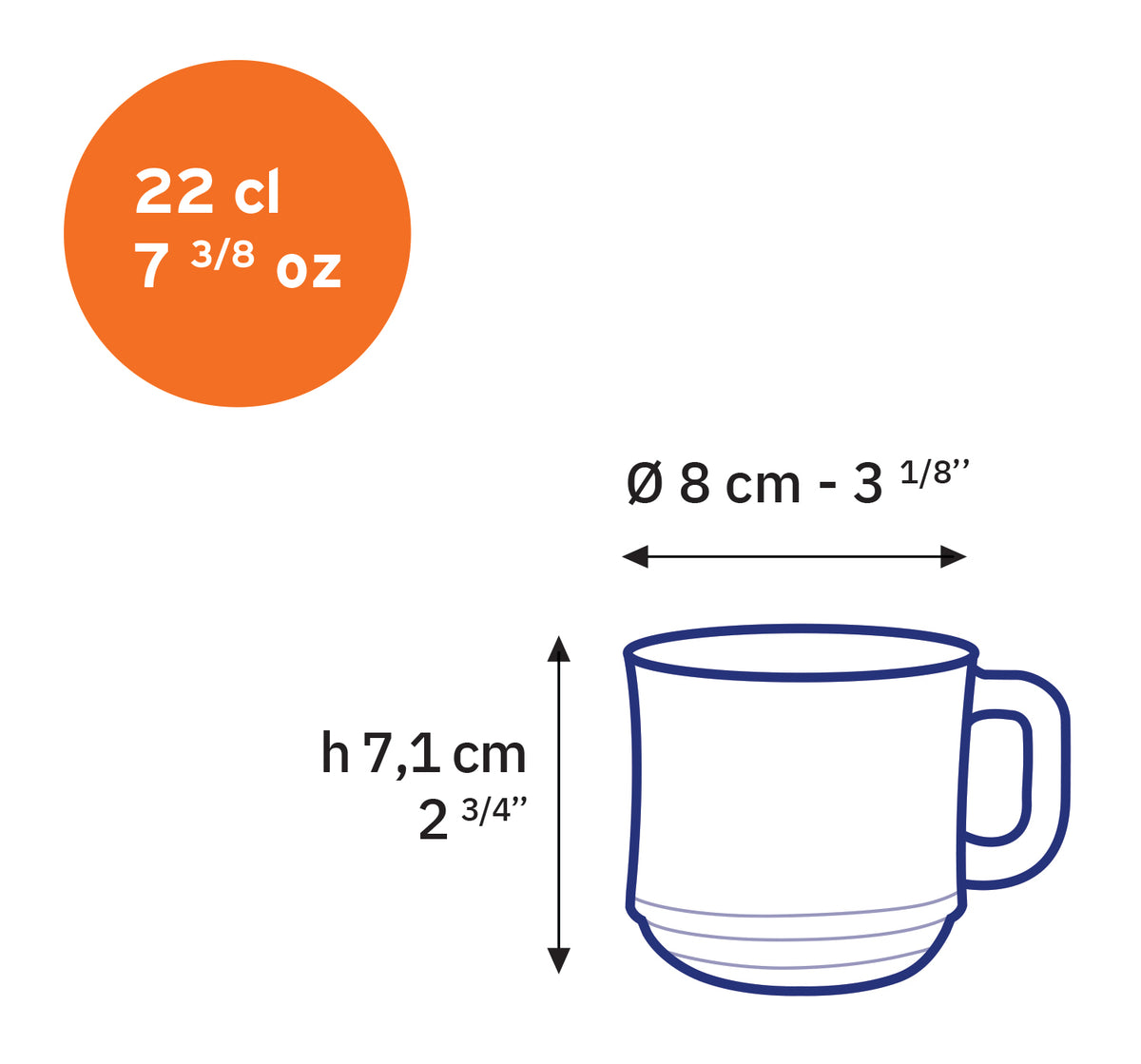 Lys - Tasse en verre transparent Empilable 22 cl (Lot de 6)
