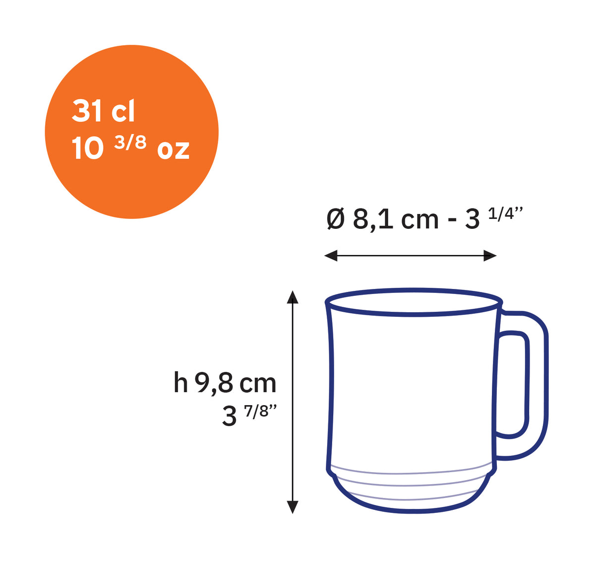 Lys - Sepia glass mug 31 cl (Set of 6)