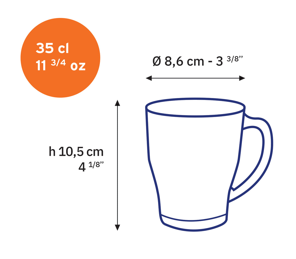 COSY - Transparante glazen mok 35 cl (set van 6)