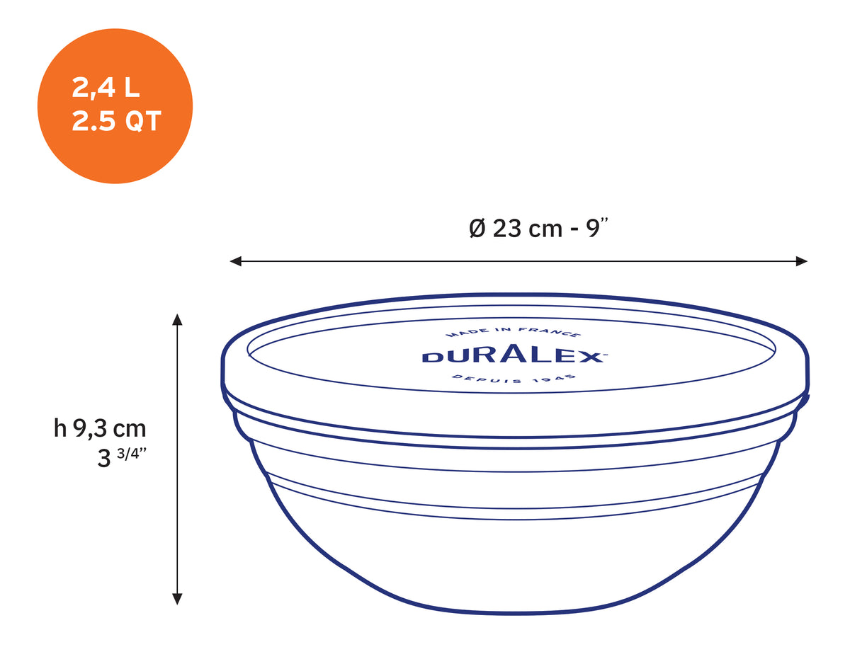Freshbox - Boite de conservation ronde couvercle bleu 2,4L