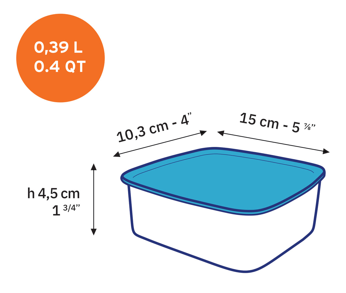 Freshbox - Set of 3 rectangular multi-size storage boxes