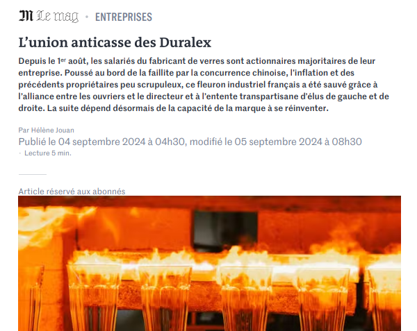 Article Le Monde sur Duralex