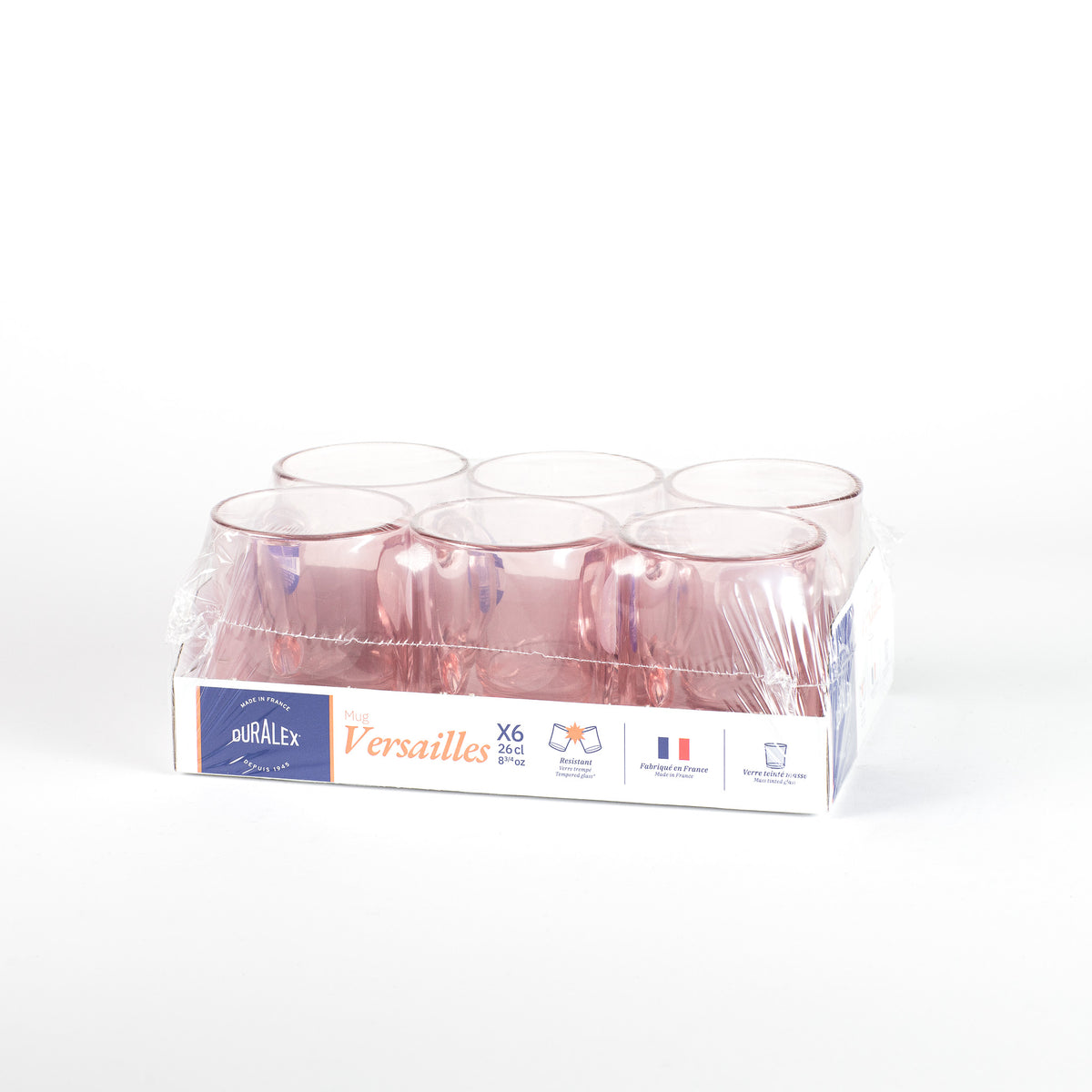 Versailles - Pink glass mug 26 cl (Set of 6)
