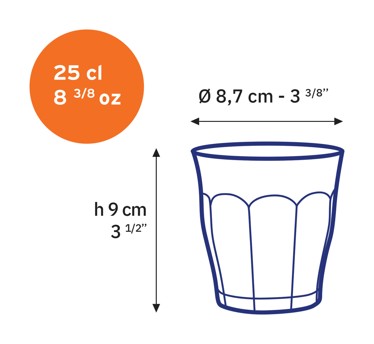 Le Picardie - Verre à eau - Prune - 25cl (Lot de 4)